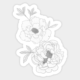 Black Peony Pattern Sticker